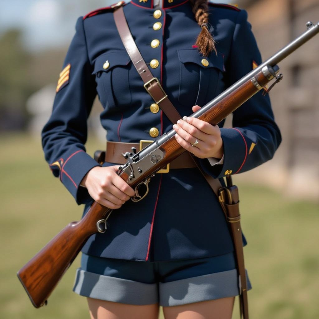 Female Union Soldier in short shorts