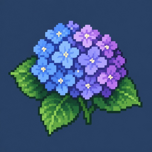 Single Hydrangea for a fantasy game set in modern times, top-down style