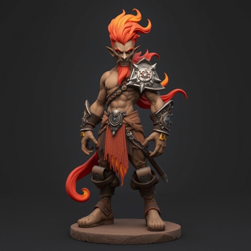 Create a character: battle hero Rhen the Fire-Singer – A lean, muscular man. Show him head to toe including his shoes.
