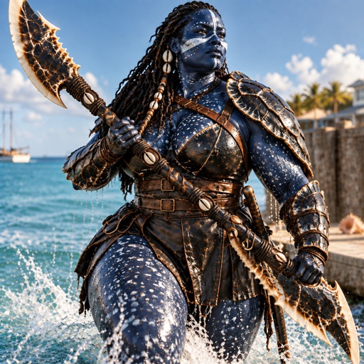 a statue of a woman in a body of water