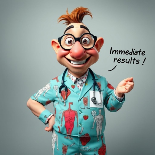create a funny looking doctor, named doctor p Pom. Who is funny looking from head to toe. And he always says immediately results to surgery for anything even small things. So please be sure to show his whole outfit head to toe.