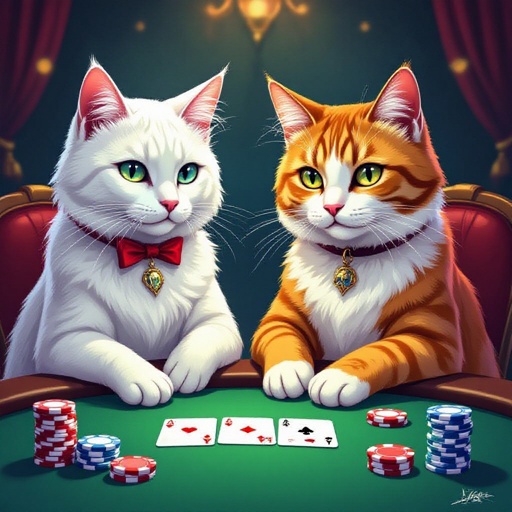 Cats playing poker 