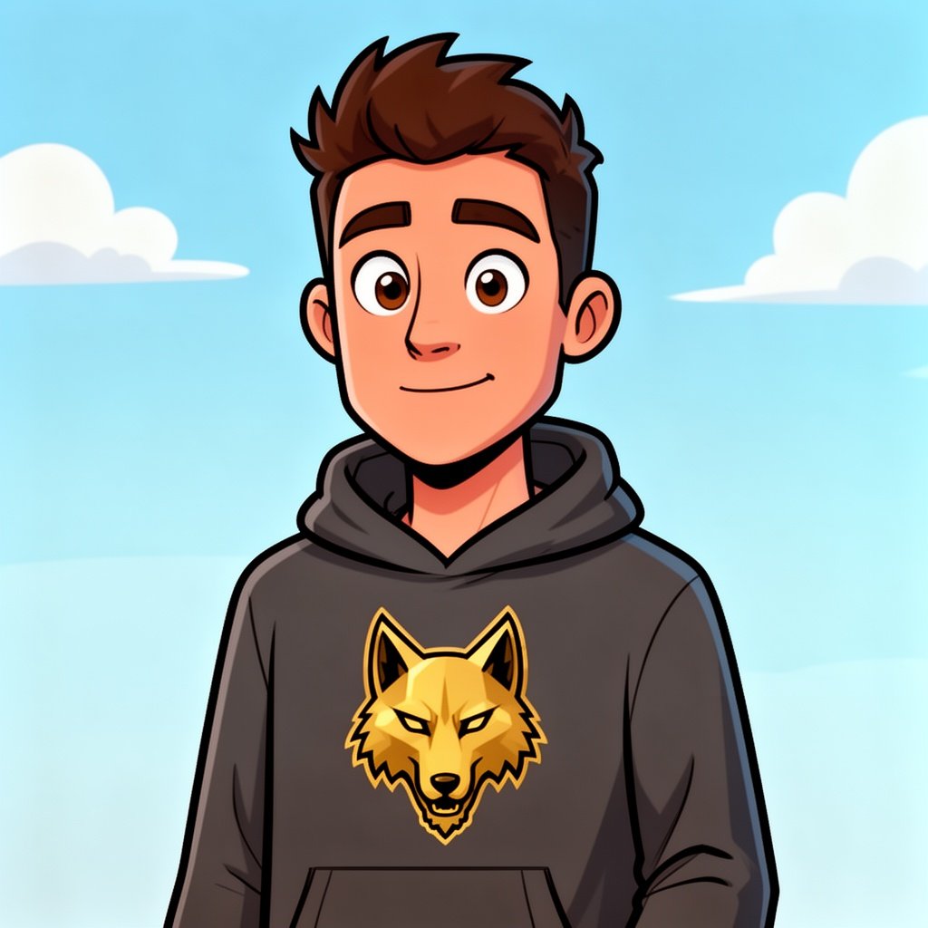 person wearing houde golden - wolf logo