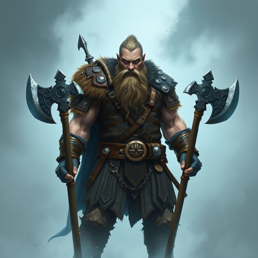 A Viking mercenary with two axes