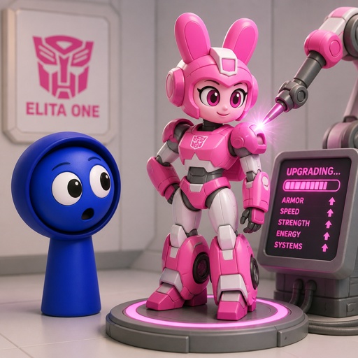 Jevin from sprunki noticing that Pinki from sprunki as Elita one is upgrading the armour now that she and Jevin are one being now