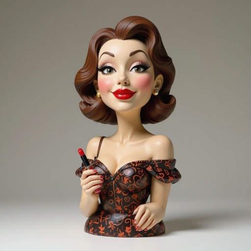 Create a weird looking character showing there whole body head to toe, a lady who will has attitude but is funny looking and loves lipgloss 