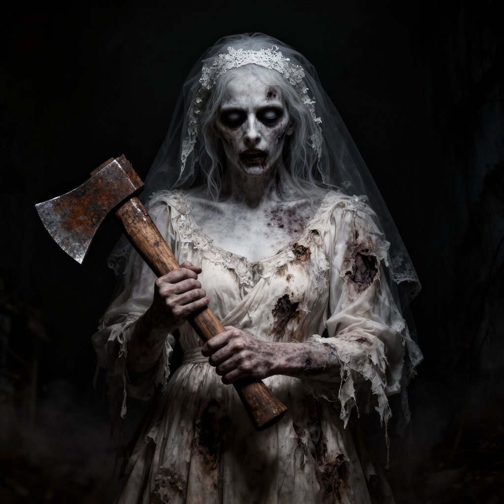 Ghost bride with hatchet