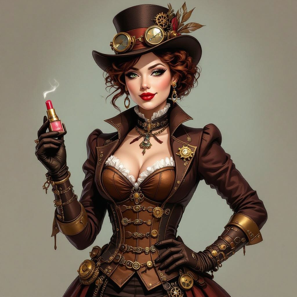 Create a character lady who has attitude but is funny looking but about fashion and loves lipgloss
