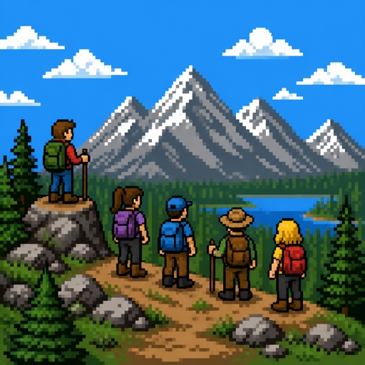 5 Hiker’s on a mountain in the woods 