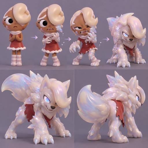 Ginger from Dandys world turning into a Opalite Werewolf 