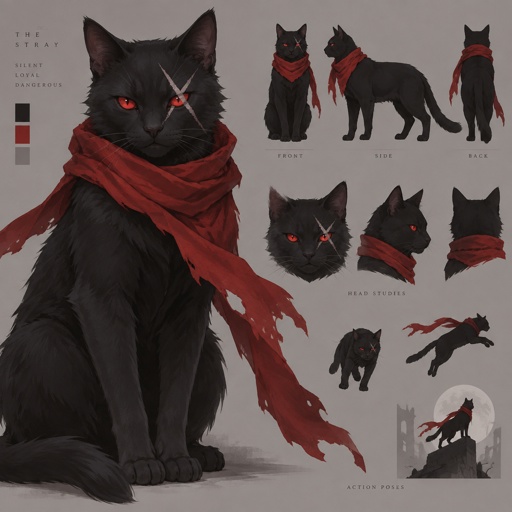 black cat red eyes special x scar red scarf