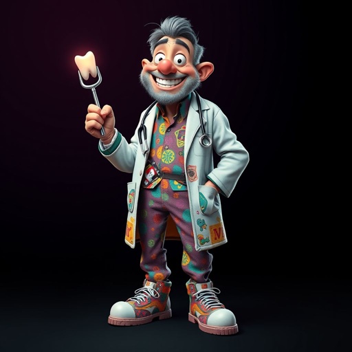 create a doctor. Who is funny human looking from head to toe. And he always immediately results to surgery for anything even small things. So please be sure to show his whole outfit head to toe. Make him have only 1 tooth