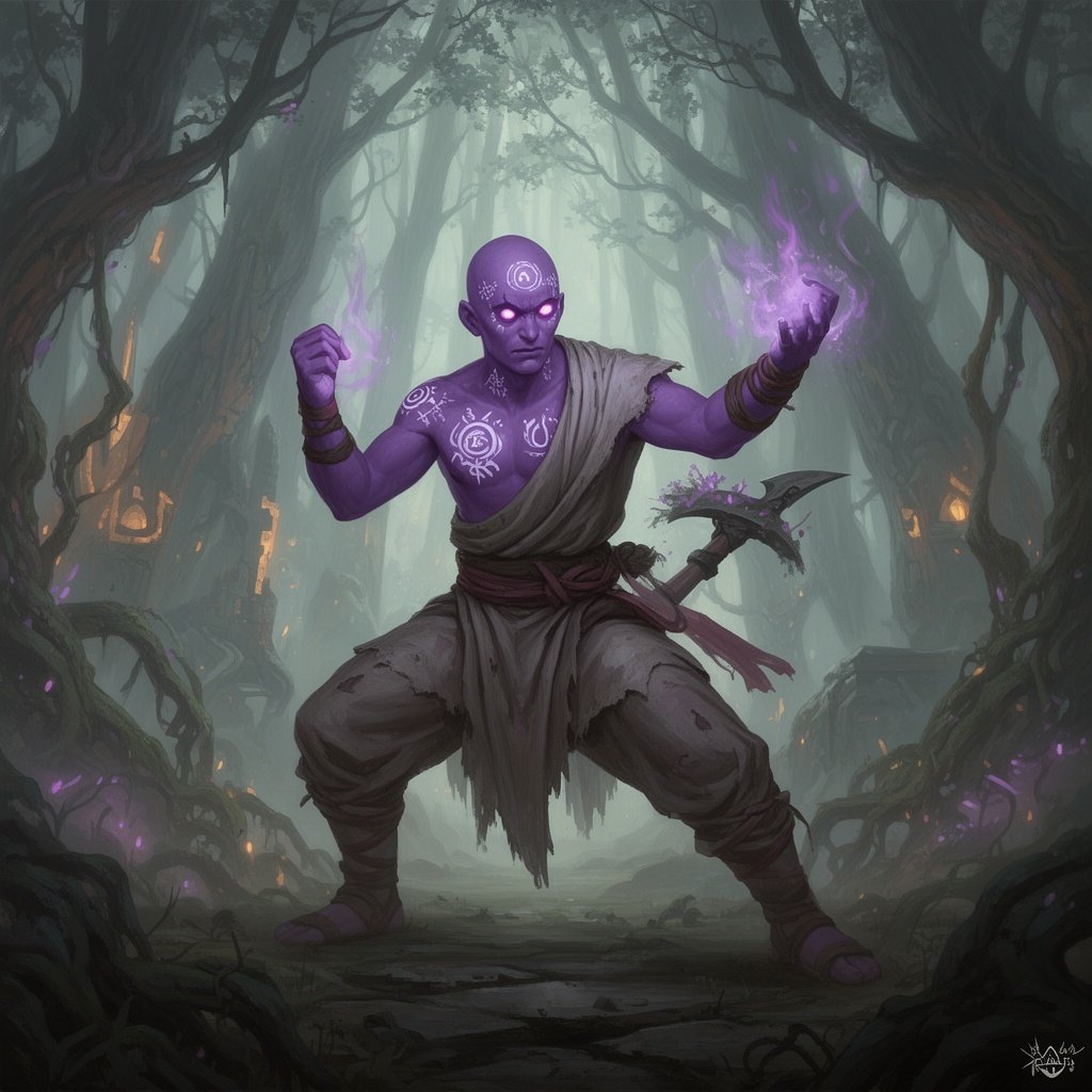 Fighter monk purple grung from dnd