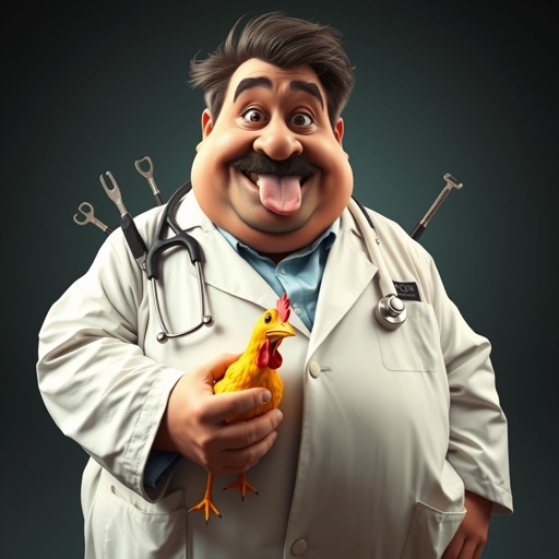 .. create a fat doctor. Who is funny human looking from head to toe. And he always immediately results to surgery for anything even small things. So please be sure to show his whole outfit head to toe. Make him have 1 tooth. Make it more adult humor instead of cartoon humor.