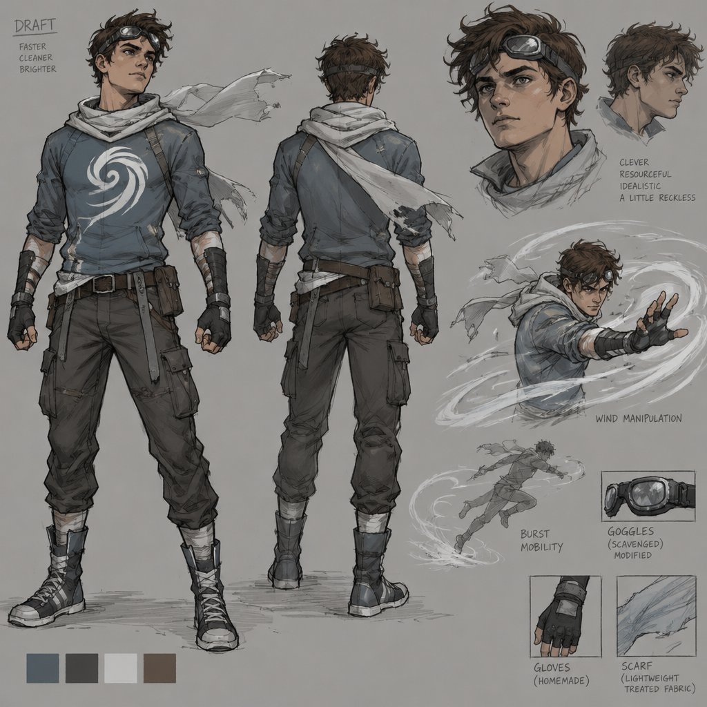 Male superhero with wind powers, homemade costume