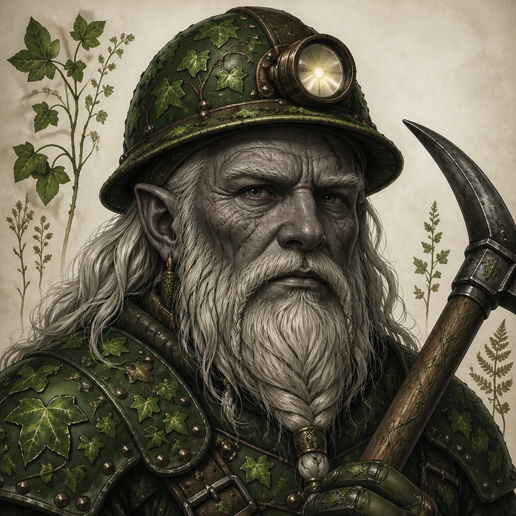 a painting of a man with a large axe