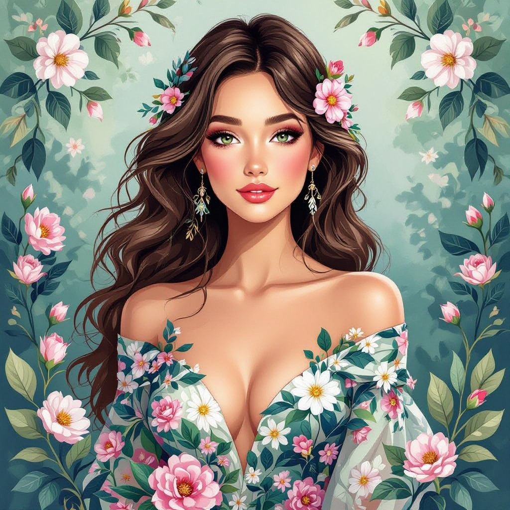 Create a character showing there whole body head to toe, a lady who loves beauty products