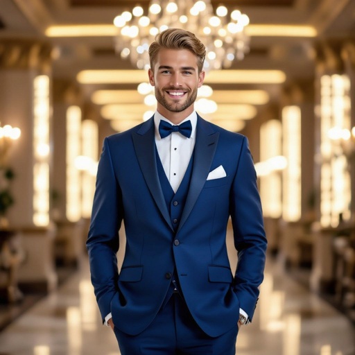 A blonde prince in a blue suit hot 