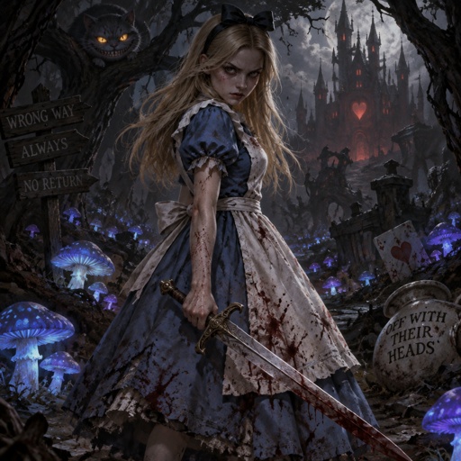 Alice from Alice in wonderland has a grudge 