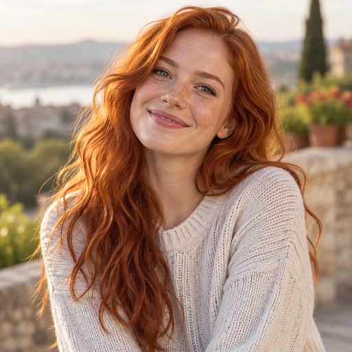Happy Female Brown Red Hair 