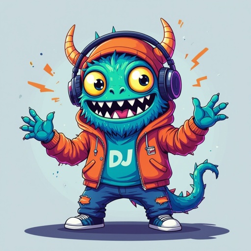 Create a funny looking monster dressed like a dj