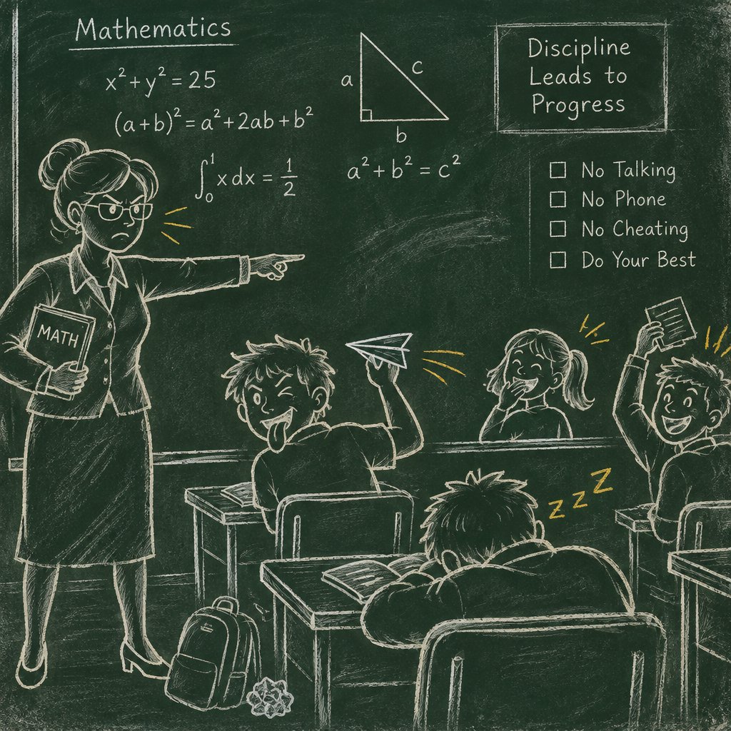 Ein strenger Mathe Lehrer und freche Schüler