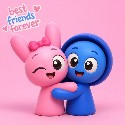 Pinki from Sprunki and Jevin from Sprunki hugging each other as Sprunklings with the words best friends forever in the corner 