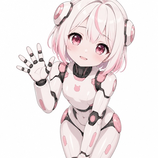 Robotic little girl, shy, friendly 