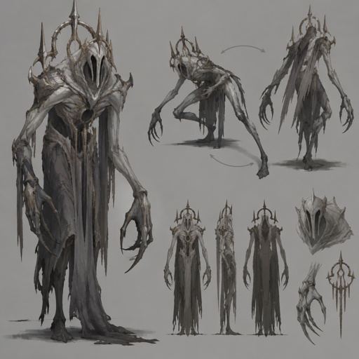 position swapping grey scary guardian humanoid creature