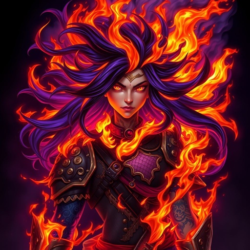 Mixture of purple black orange blue fire