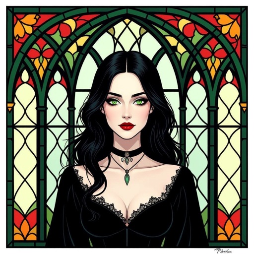 Mulher de cabelo preto e olhos verdes