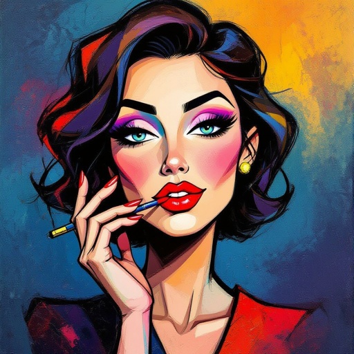Create a character lady who has attitude but is funny looking and loves lipgloss 