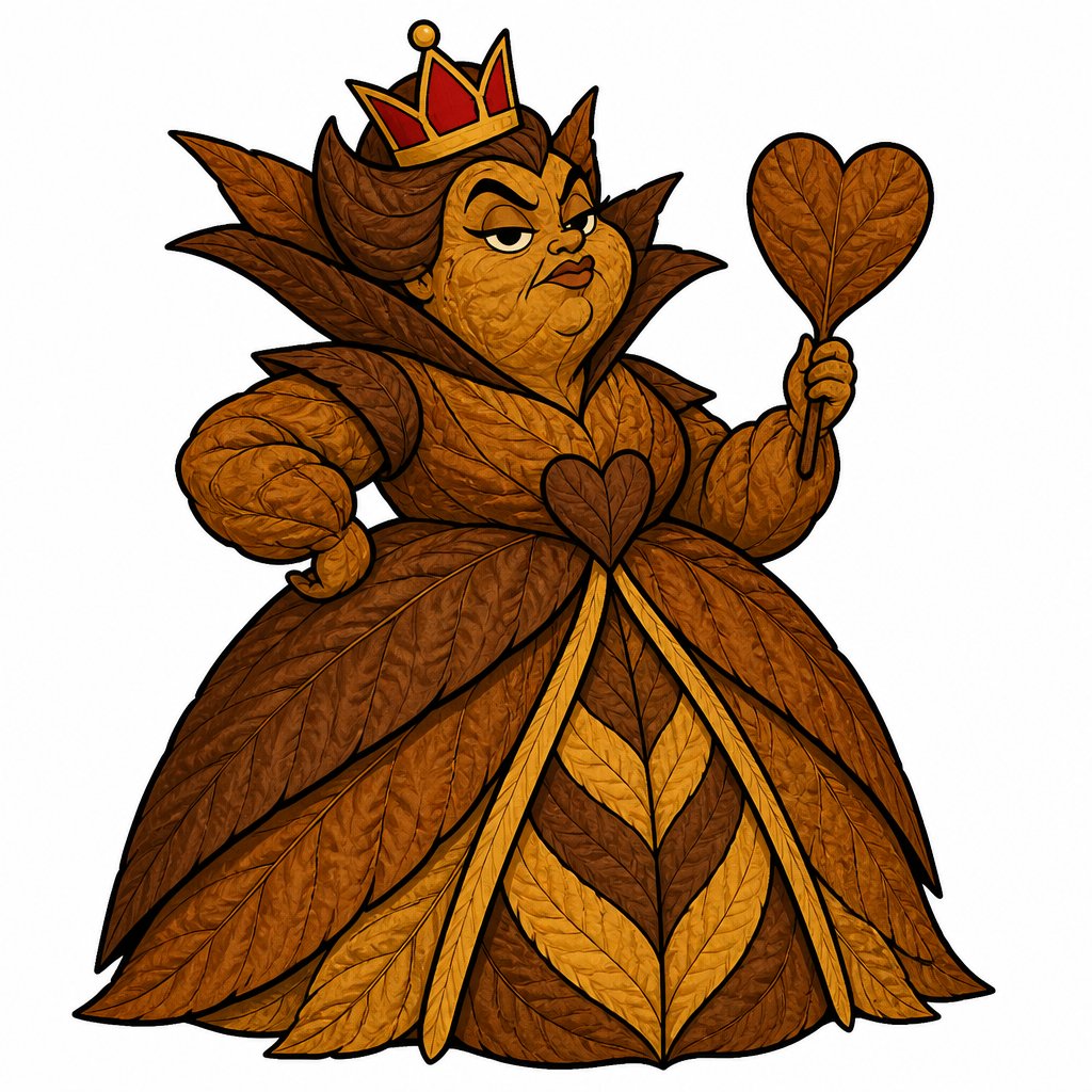 Burley for the Queen Make it like the Alice in wonderland’s queen but with burley tobacco
