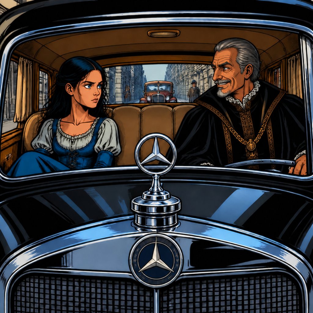 a cartoon of a man and a woman in a car