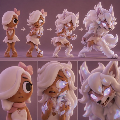 Ginger from Dandy’s world turning into a Opalite Werewolf 