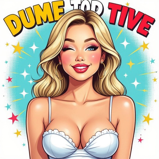 A blonde girl with big boobs winking 