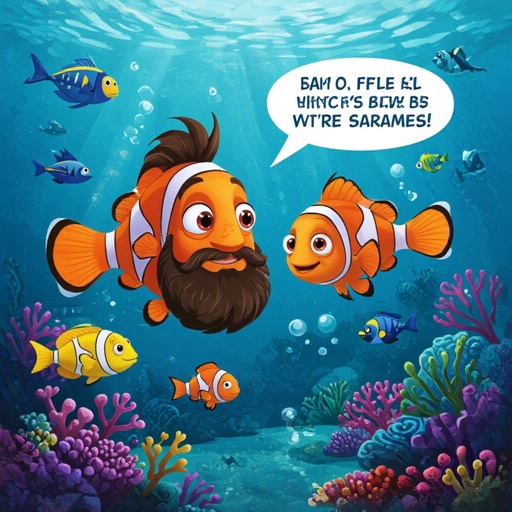 Grow bard with a Nemo hair style and a bored look I’m his face 