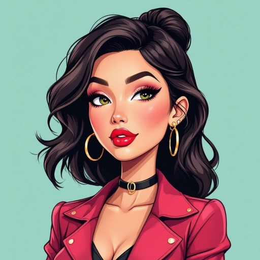 Create a character lady who has attitude but is funny looking but about fashion and loves lipgloss