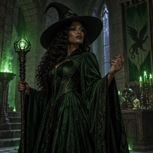 Evillene is a beautiful black African American version of the wicked witch of the west 