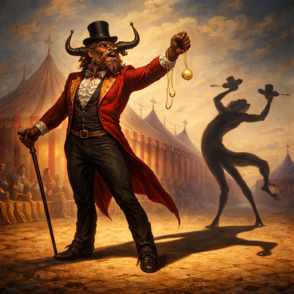 A medium brown Greek Minotaur with a well~proportioned figure that works at freak show as ringmaster. That has gifts/abilities like Reality Rejection, Time Manipulation (Chronokineses), Zoolingualism (Language of Cattle only), Human Speech.