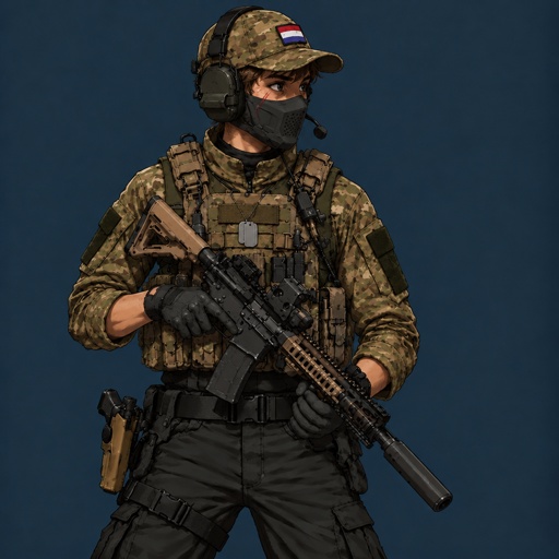 a man in a military uniform holding a rifle