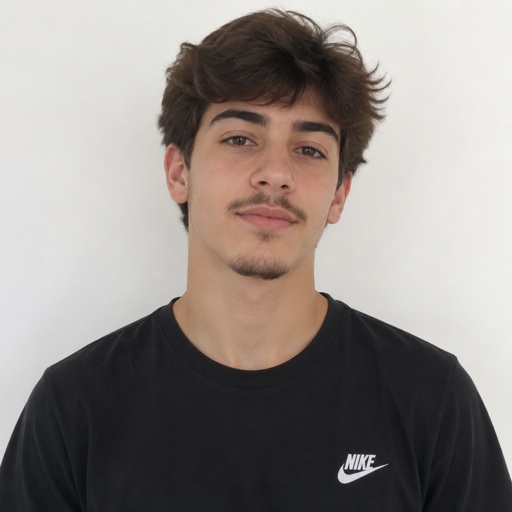 Pencil Mustache Petit Goatee Beard Teen Boy Dark Brown Hair Nike Shirt 
