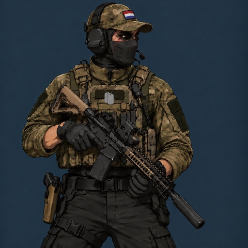 a man in a military uniform holding a rifle