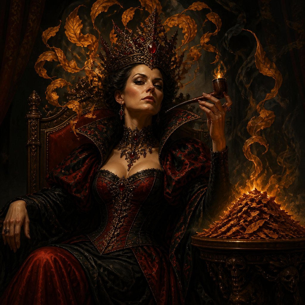 Burley for the Queen Make it like the Alice in wonderland’s queen but with burley tobacco