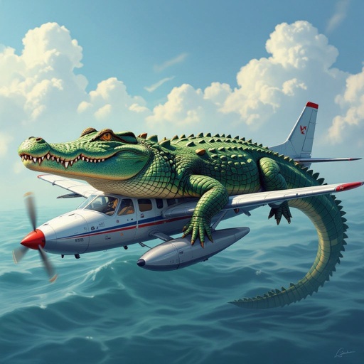 crocodile with plane as its body