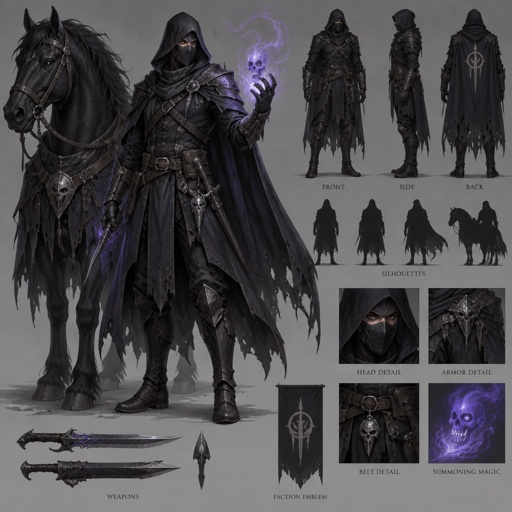 dark assassin, horse companion, summoning abilities