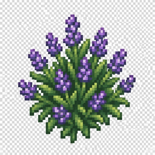 Lavender plant for a fantasy game set in modern times, top-down style