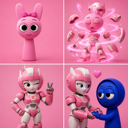 Pinki from Sprunki turning into Elita One for Jevin from Sprunki for the first time 