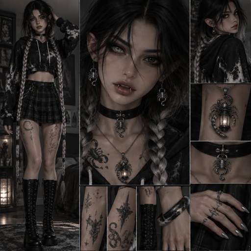 a collage of photos of a woman with tattoos