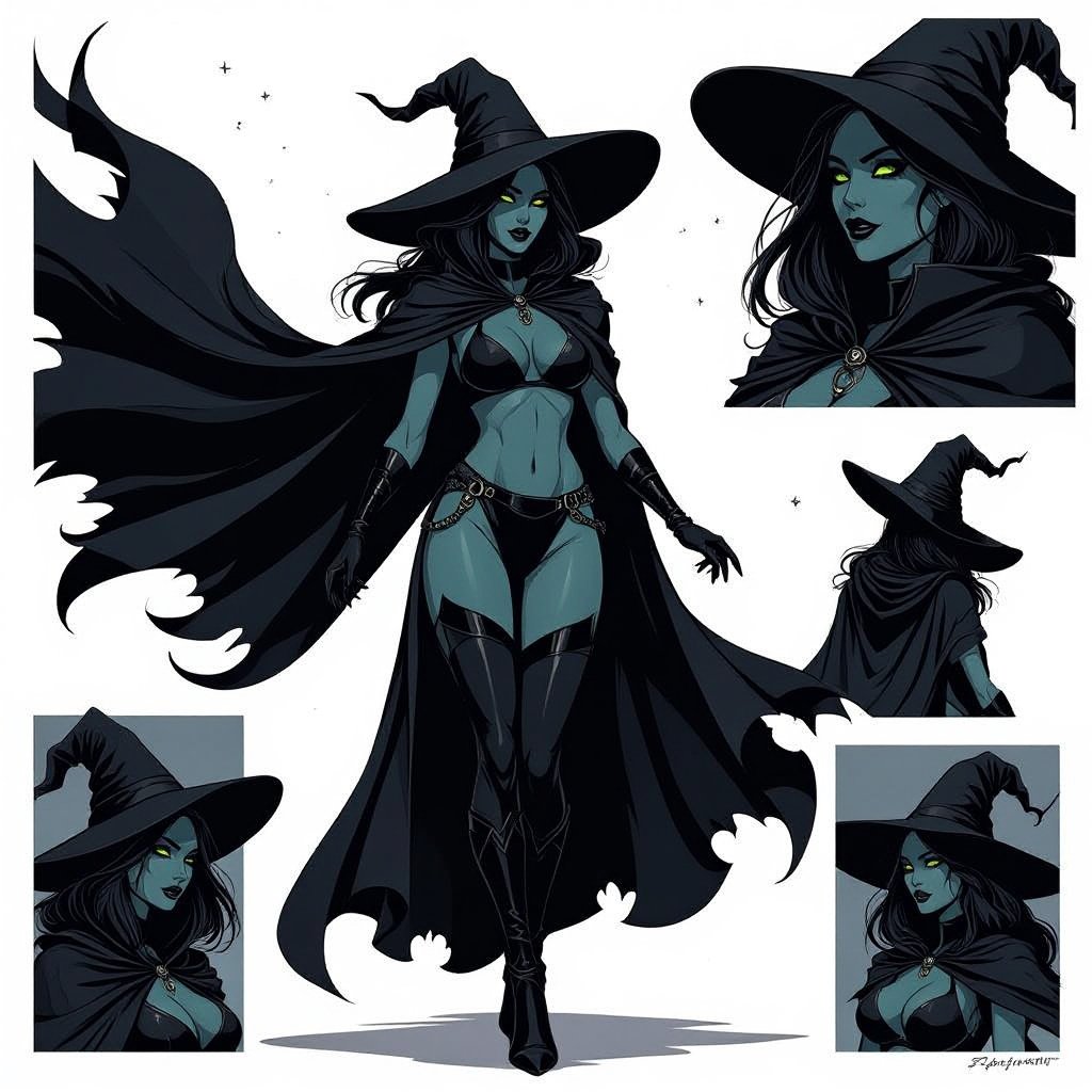 sexy shadow demon witch gypsy slate grey skin large black billowing cloak that emits darkness and shadow. Two piece